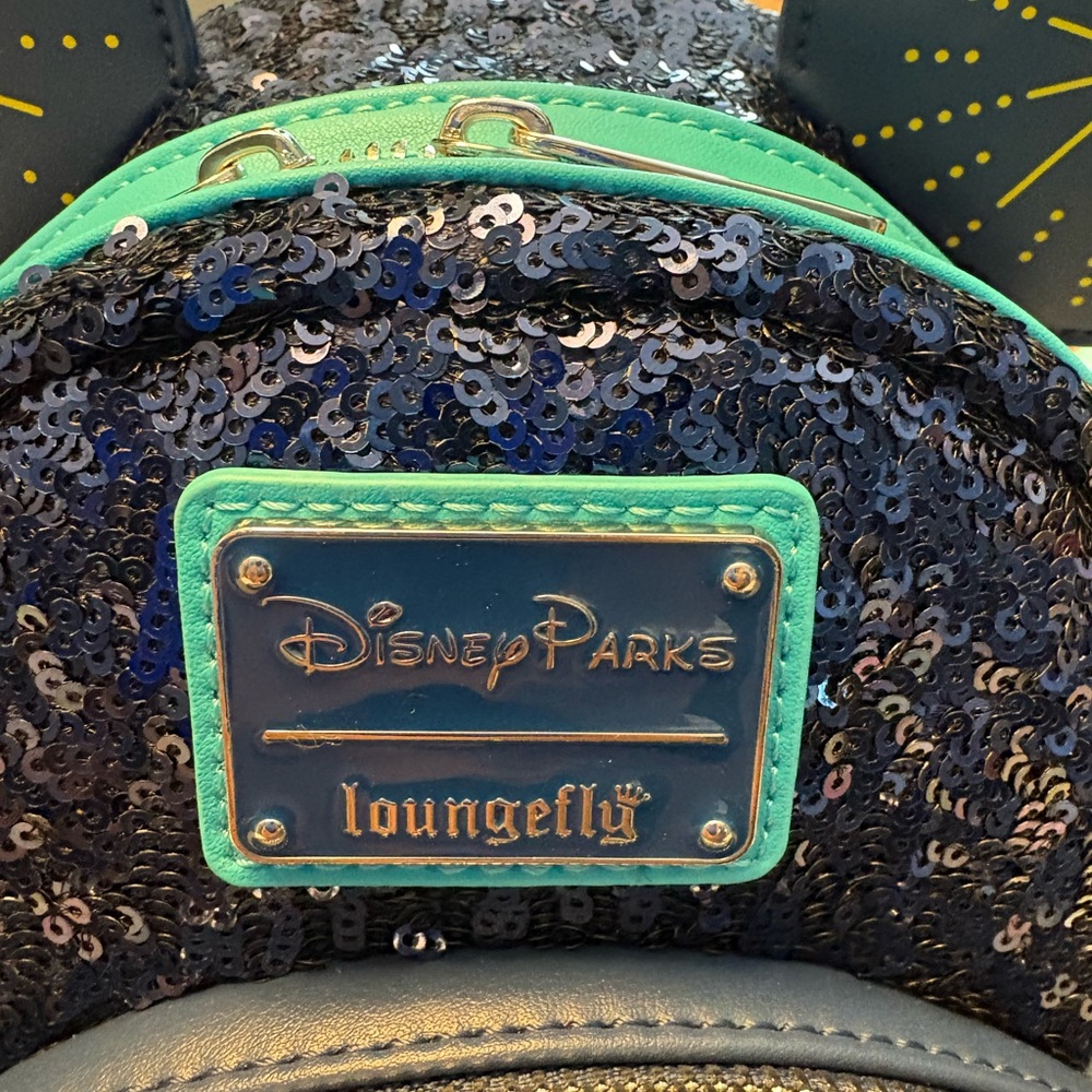 Disneyland Paris Loungefly Backpack- Blue And Gold NWT - Picture 3 of 4
